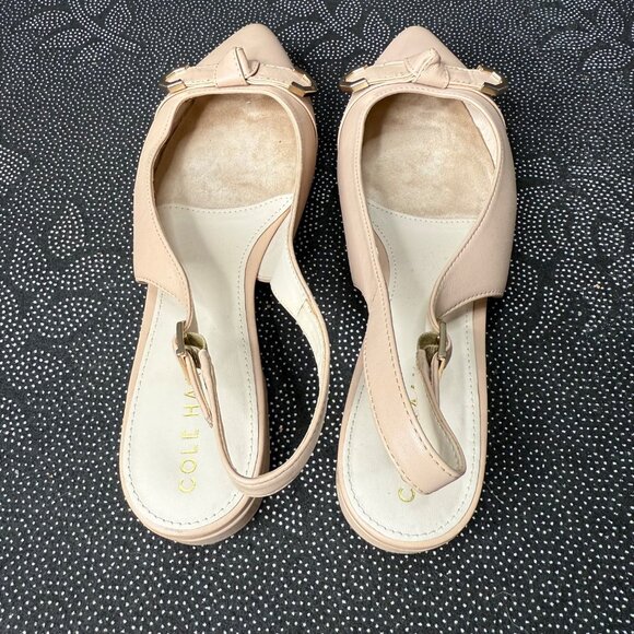 Cole Haan Womens Slingback Pointed Toe Flats Size 7B Beige Leather - Picture 5 of 8